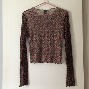 Urban Outfitters Strawberry Mesh Top 🍓🍓 Red and Black